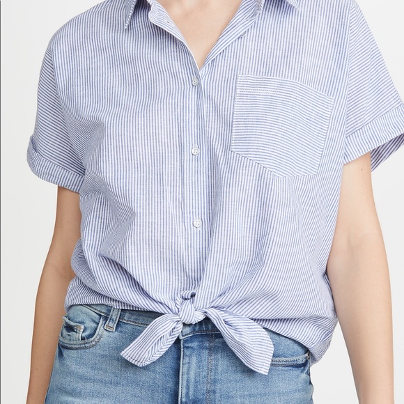 NWT DL1961, Chrystie Top, blue stripe, L - Picture 3 of 13